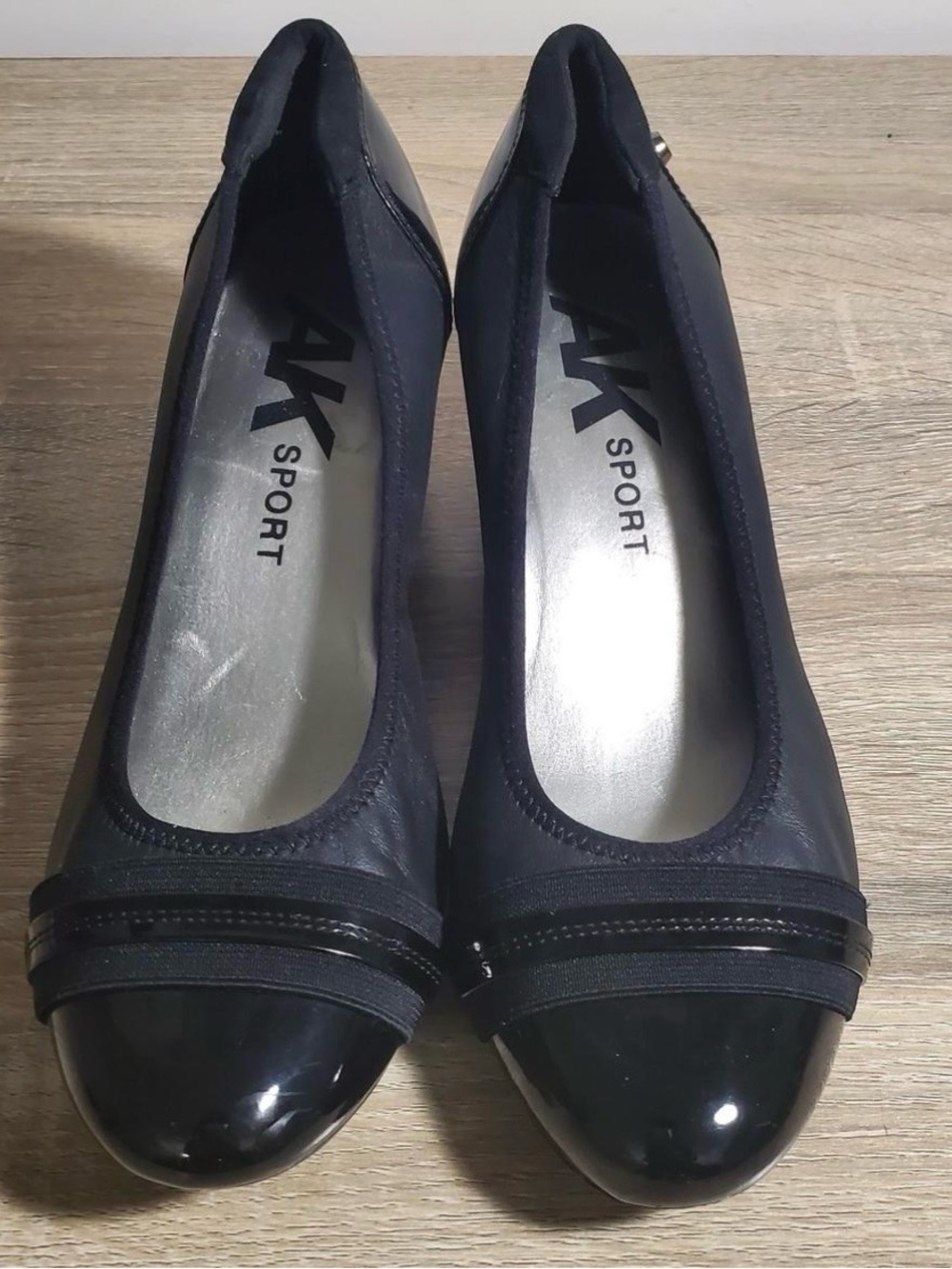 Anne Klein Sport Black Patent Toe Slip-On Flats